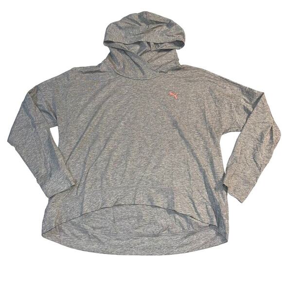 Puma Womens Hoodie Pullover Hooded Sweatshirt Crop Long Sleeves Sporty Gray XL - Picture 1 of 11
